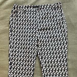Adrianna Papell Black and White Patterned Ankle Pants